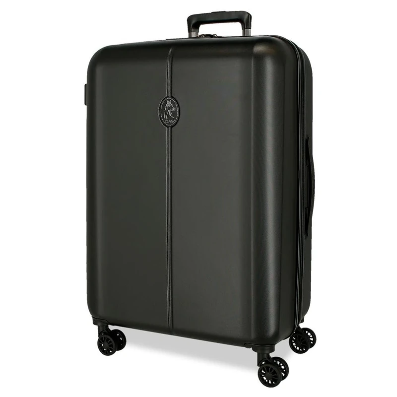 El Potro Vera Medium Suitcase Black 49x70x28cm Hard ABS Closure TSA 81L 4.1 kg 4 Double Wheels, Black/White, Medium Suitcase - Image 1