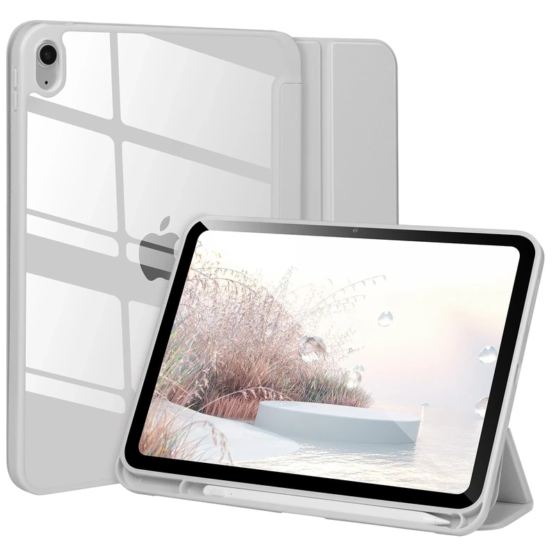 Case Compatible with iPad 11/10th Gen 2025/2022 10.9’’,Case for iPad 11/10th gen Shockproof Hard Shell Clear Cover with Pencil Holder,Tablet cover for iPad 11/10th gen with Auto Wake/Sleep,Gray - Image 1