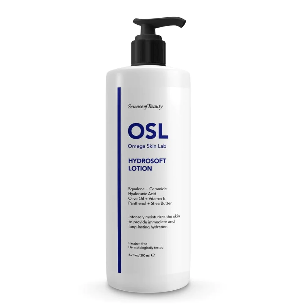 OSL Hydrosoft Lotion 200ML Nourishing Face Moisturiser, Body Lotion and Face Lotion Enriched with Shea Butter, Vitamin-E, Olive Oil, Hyaluronic Acid, Ceramide, Squalene