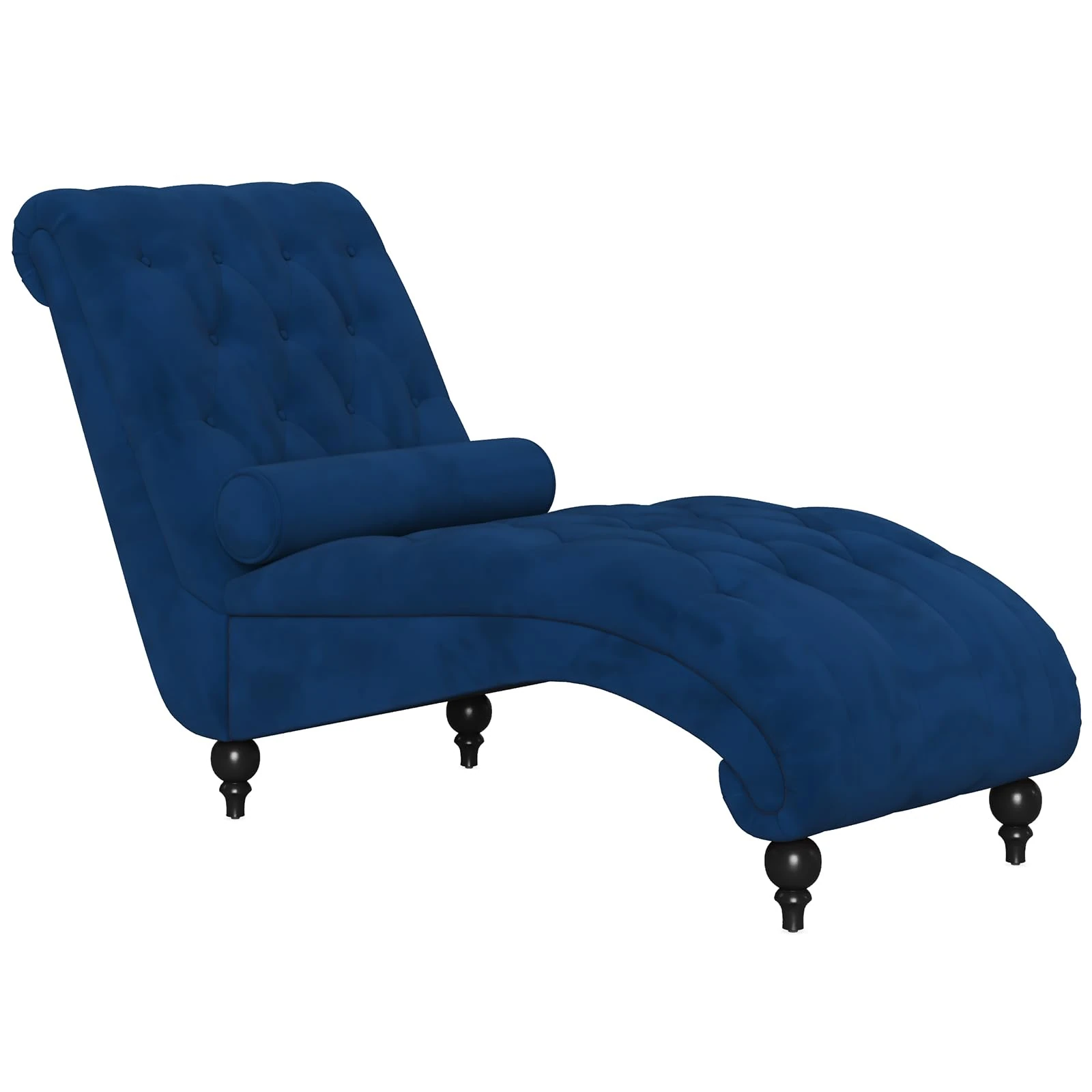 Vesgantti Velvet Button-tufted Indoor Chaise Lounge, Upholstered Chaise Longue Chair with Lumbar Pillow, Leisure Chair for Living Room Bedroom and Office, Easy to Assemble