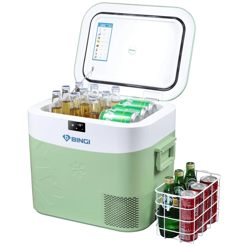 BINGI Compressor Fridge 22L, Portable Car Freezer Compact 12V Refrigerator 12V/24V DC & 100-240V AC Cooler Box for Outdoor Camping, Travel, Truck, Home Use -18℃ to 15℃
