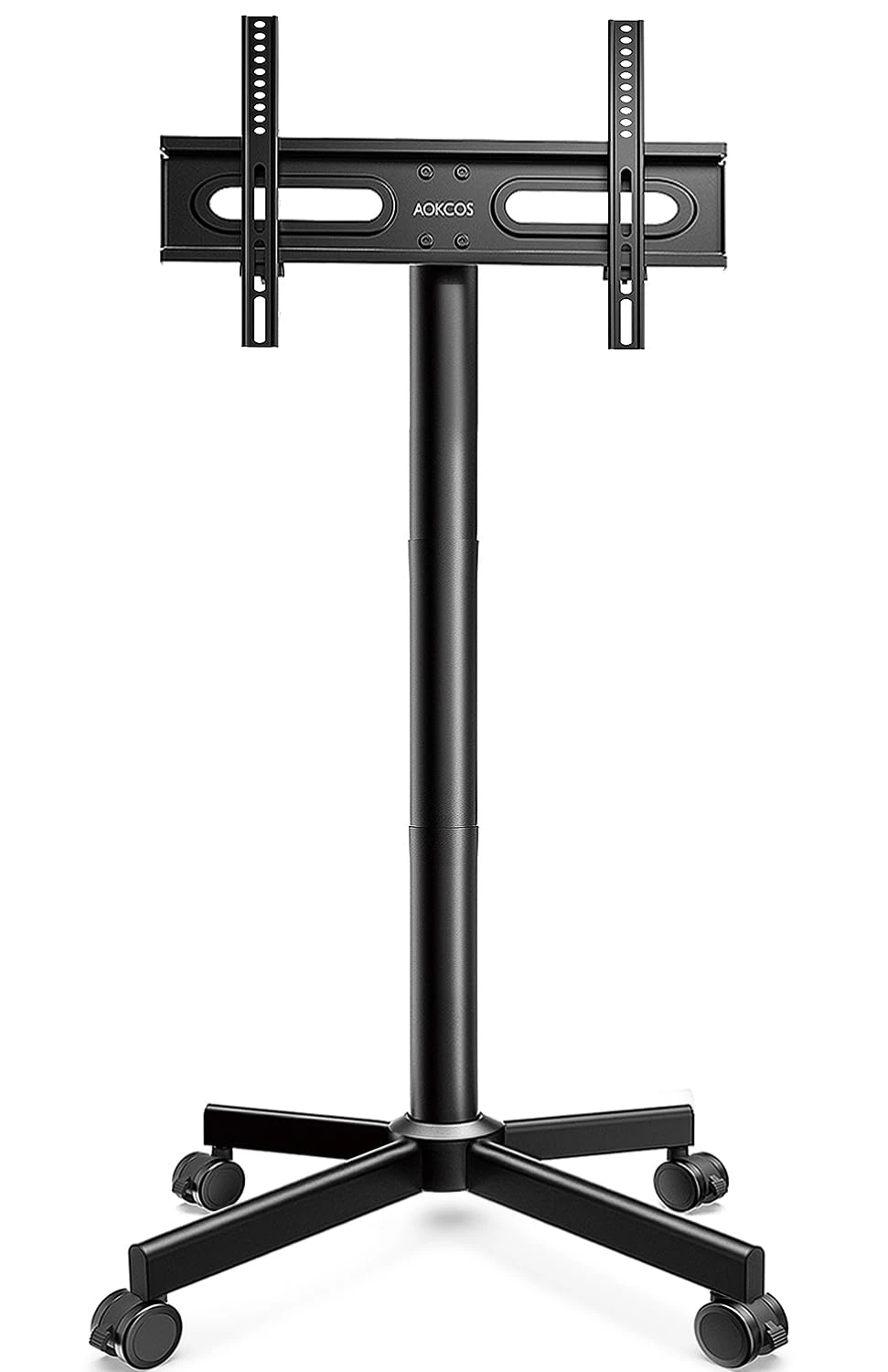 AOKCOS Mobile TV Stand on Wheels for 32-65 Inch TVs Rolling TV Trolley with Tilt Height Adjustable Up to 56.5" Easy Installation, 400x400mm VESA for Office Home