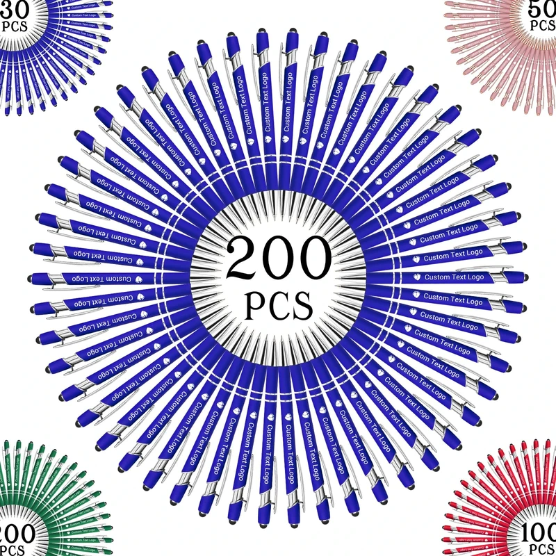 Nevaou Personalised Pens with Name Custom Ballpoint Pens Bulk Black Ink 200pcs Free Engraving Pen Personalization Gift for Friends Family Wedding Office Business Promotion Blue