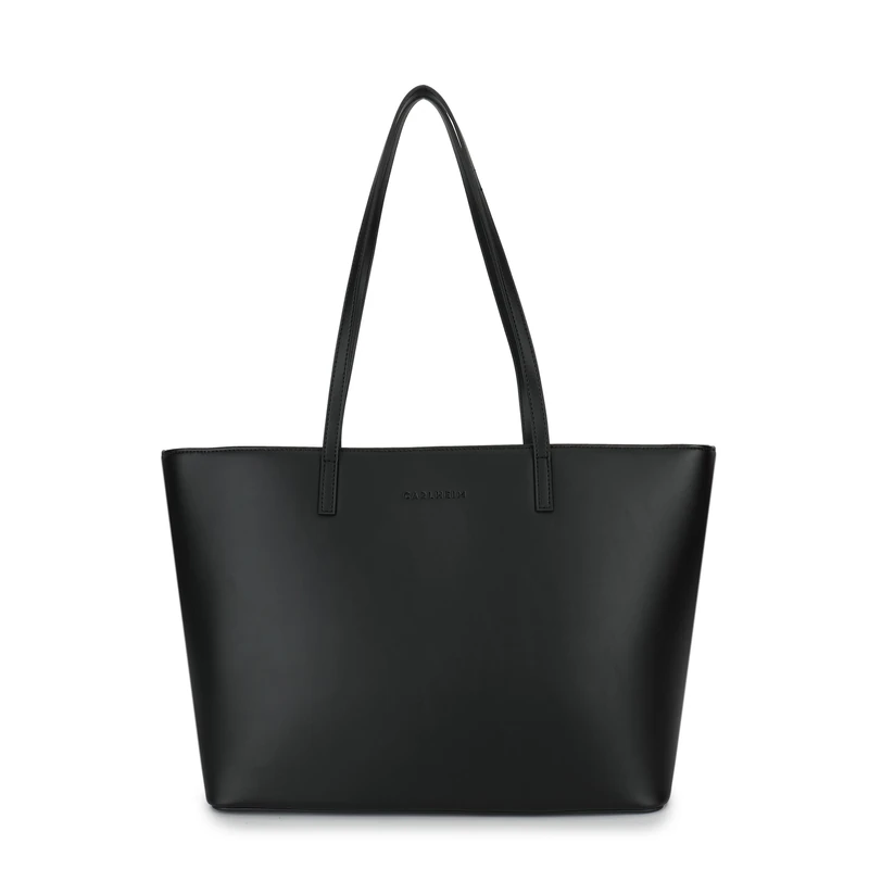 Carlheim Women's Totebags ELLA PREMIUM Genuine Leather, Black, black, standard size, Minimal