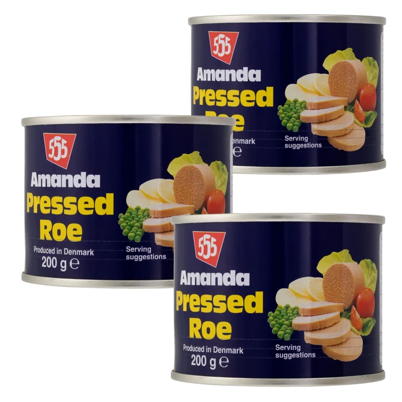 Amanda 555: Tinned Cod Roe | The Original Cod Roe | High in Protein Omega 3 Vitamin D & B12 | MSC Certified, Sustainable, and Delicious | Perfect for Home or Fish & Chip Shops (3 x 200g)