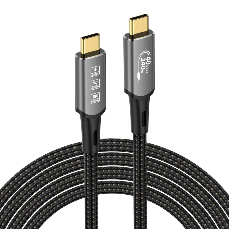 USB4 Cable with Thunderbolt 4, 240W Charging, 40Gbps Data, 8K @ 60Hz 4K120Hz HDR, PD3.1, USB C to USB C, M1 M2 M3 SSD Laptops & Monitor