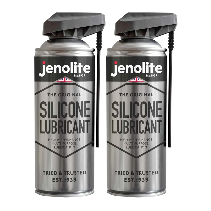JENOLITE Silicone Spray Lubricant | 2 x 400ml | SMART STRAW | Multi-Purpose Lubricant | Heat Resistant, All-Weather Protection, Repels Dirt & Moisture, Non-Toxic Silicone Spray