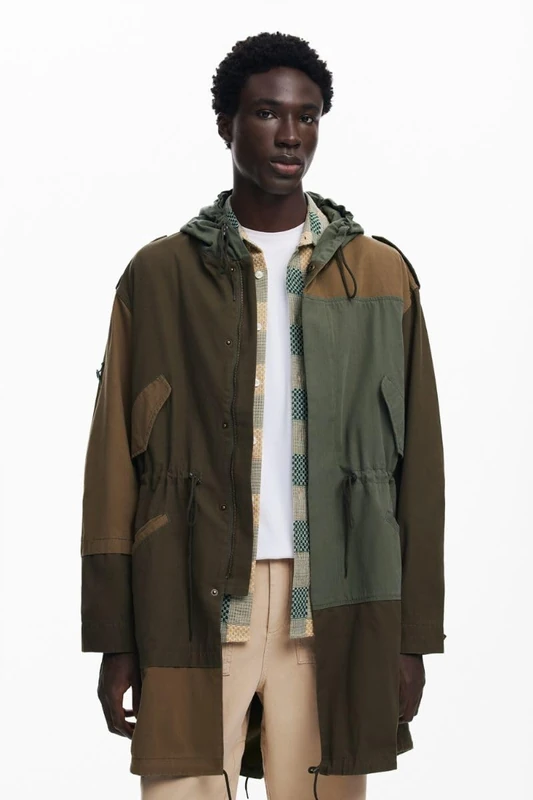 Desigual Men's Man Woven Parka, Green, L