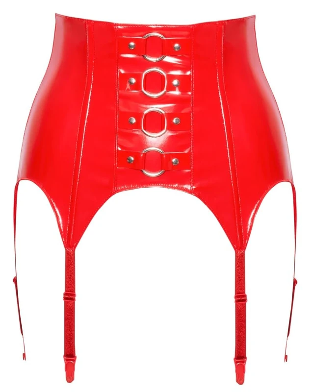 Black Level Women's Vinyl Suspender Straps Red L