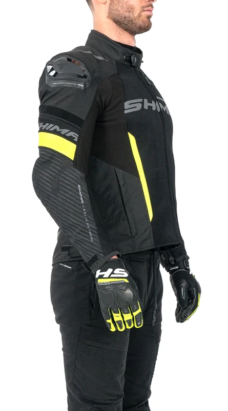 SHIMA SOLID Motorbike Jackets for Men AIRFORCE Back Protector Armour Riding Motorcycle Jacket Summer Winter Bikers Waterproof Lightweight Armoured Bike Textile Motorcycles (Mens, Black, Vent, XXL)