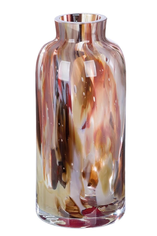 GILDE GLAS art Decorative Vase Flower Vase - Glass Vase Made of Coloured Glass - Decorative Living Room Gift for Women Height 22 cm Brown Red