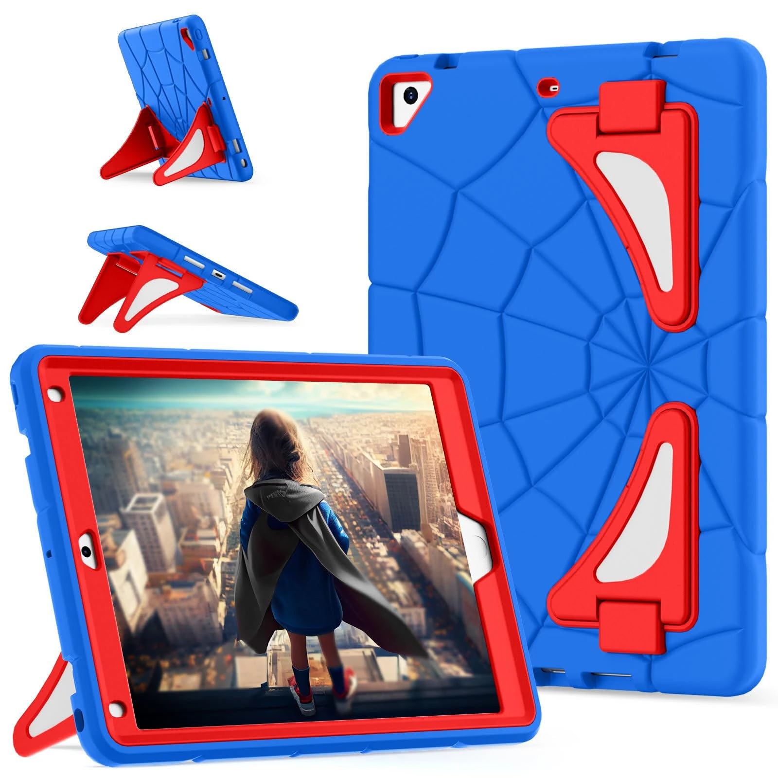 Kids Case for iPad 9.7 Inch, iPad Air 2 & Pro 9.7 Case with Kickstand, Shockproof Hybrid Cover for Boys & Girls - Blue