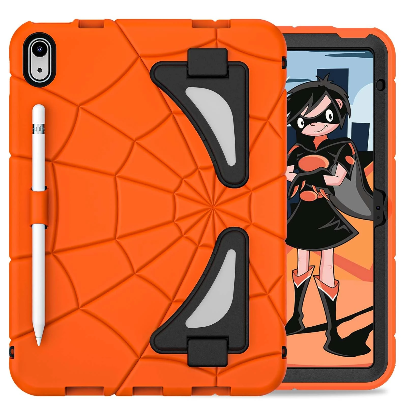Kids Case for iPad 11-inch (A16) 2025 11th/ 10th Generation Case 2022 10.9 inch Kickstand Cover for Boys Girls Shockproof Hybrid Thickned Cornor Impact Protection for iPad 10 Gen / 11 Gen Orange