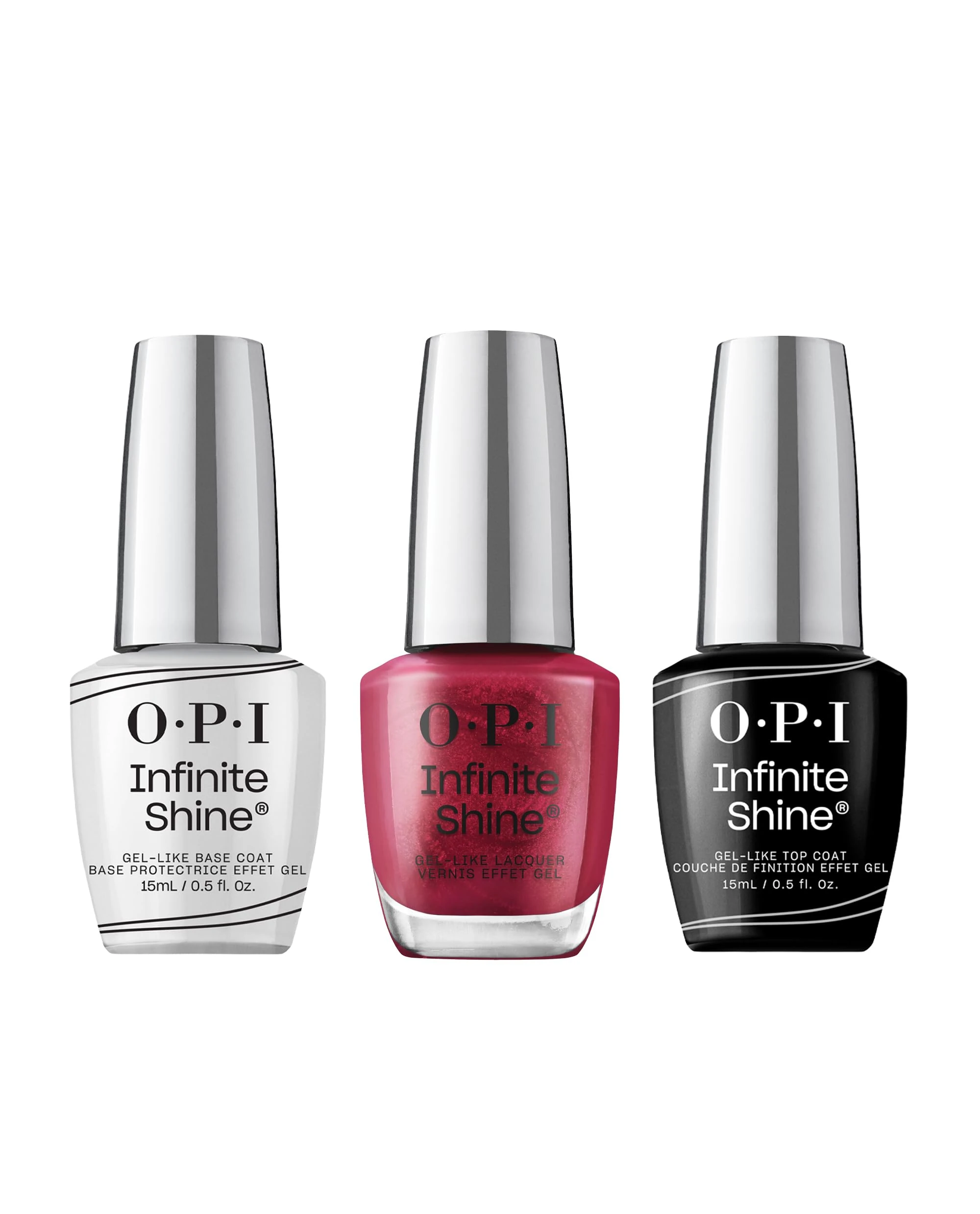 OPI Infinite Shine Long-wear Nail Polish, Gel-Like Nail Varnish with no UV lamp needed, 3-Step System for up to 11 days of colour, Base Coat & Nail Polish & Top Coat, I’m Not Really a Waitress, 3x15ml