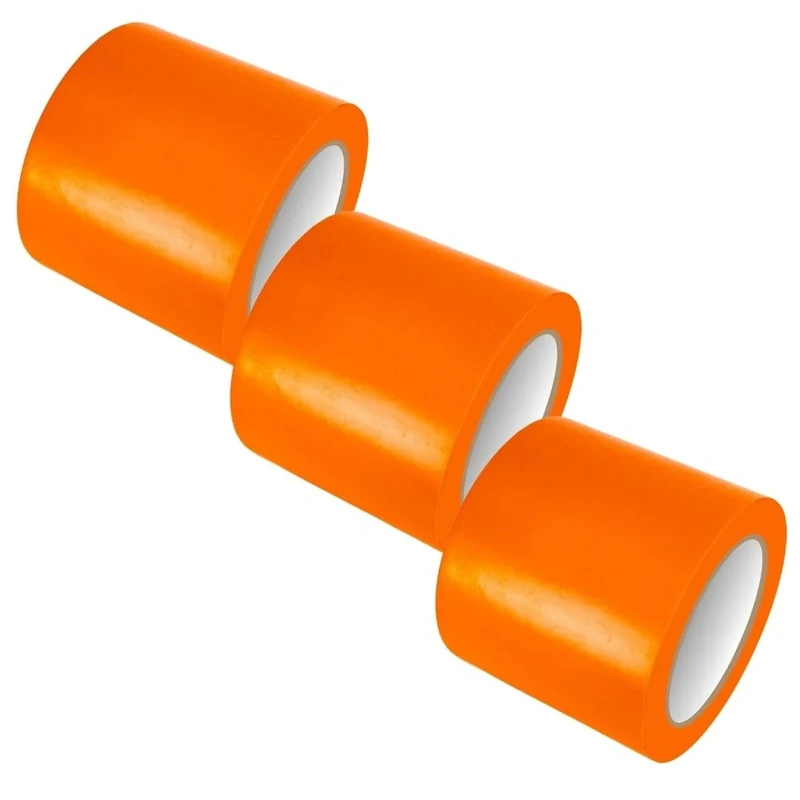 GTSE 100mm x 33m, Orange, Wide PVC Vinyl Floor Tape, 3 Rolls, Safety Marking Tape, 0.15mm Thick, Suitable for Dance Floors, Gyms, Warehouse, Sports Industry