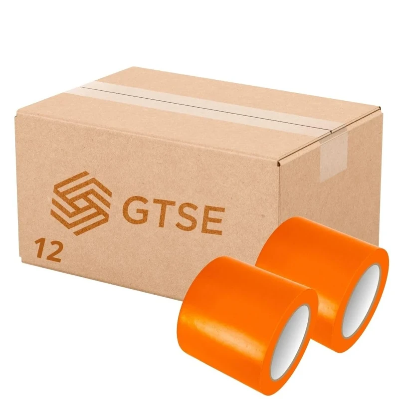 GTSE 100mm x 33m Orange PVC Vinyl Floor Tape - 12 Rolls, 0.15mm Thick