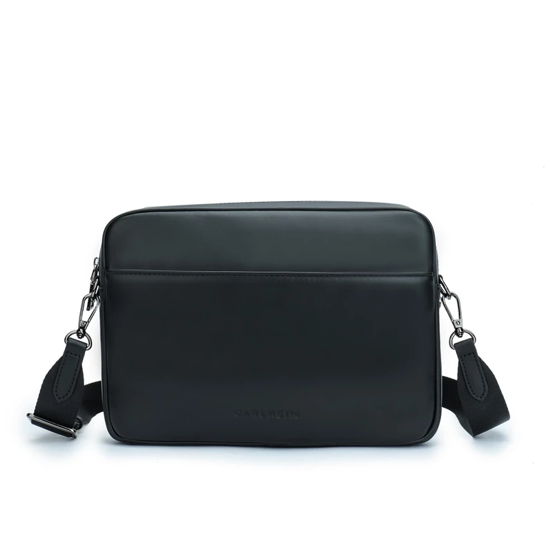 Carlheim Unisex's Crossbody Bag, Cross-wear Kai, Leather, Black, Medium