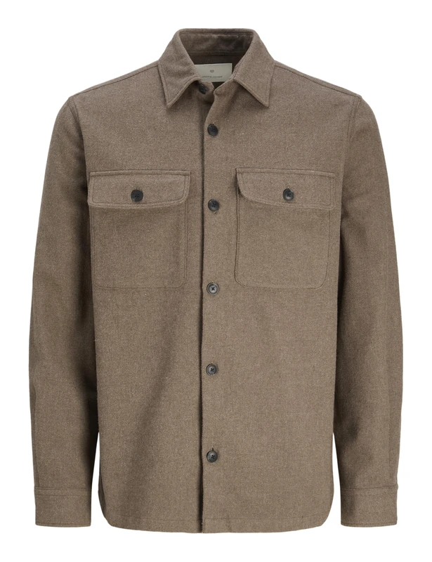 Jprraymond Melange Solid LS Overshirt SN, Charcoal Gray/Fit:Comfort Fit, S
