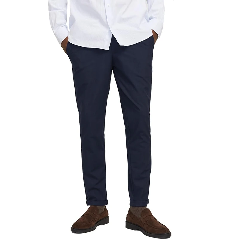 JACK & JONES Men's Jpstmarco Jjconnor Noos Chino Trousers, India Ink/Checks:Check, 28 W/32 L