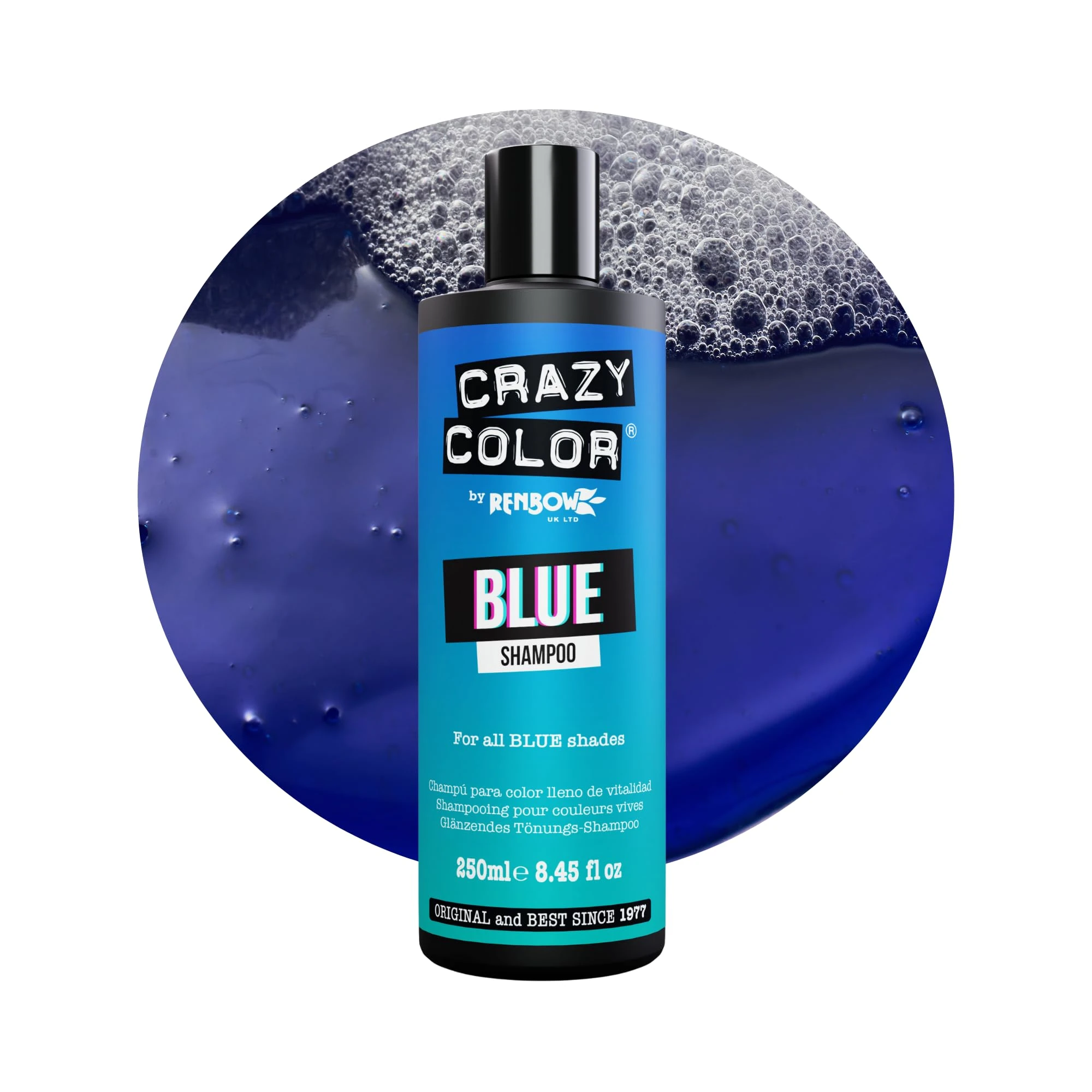 Crazy Color Blue Shampoo for Blue Hair | Maintain, Refresh and Color Protect | For All Blue Hair Types: Electric, Cobalt, and Pastel Blue. Vegan, Cruelty & Sulphate Free, 250ml
