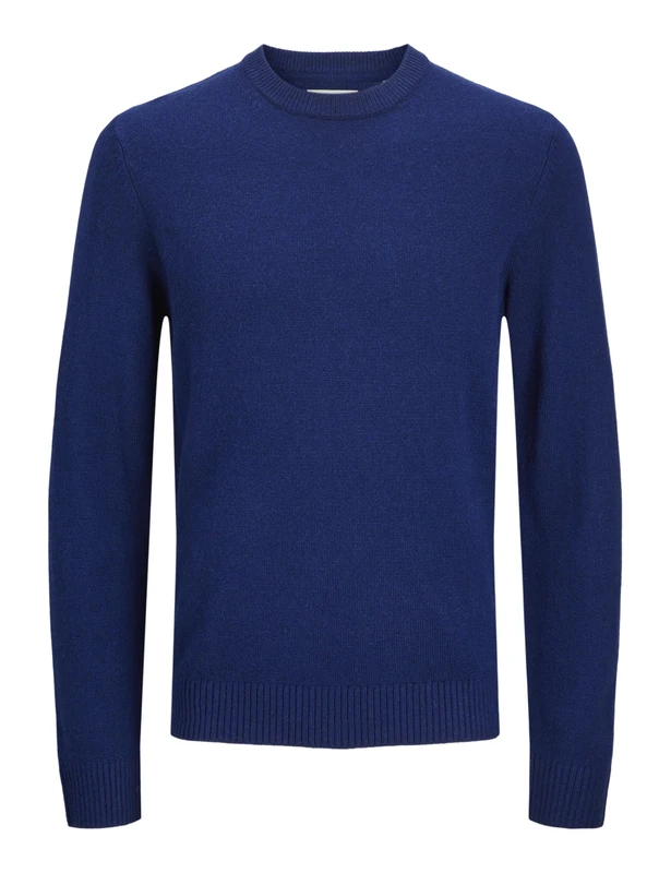 JACK & JONES Men's Jprcclambswool Knit Crew Neck Ln Knitted Jumper, Blue Depths, M
