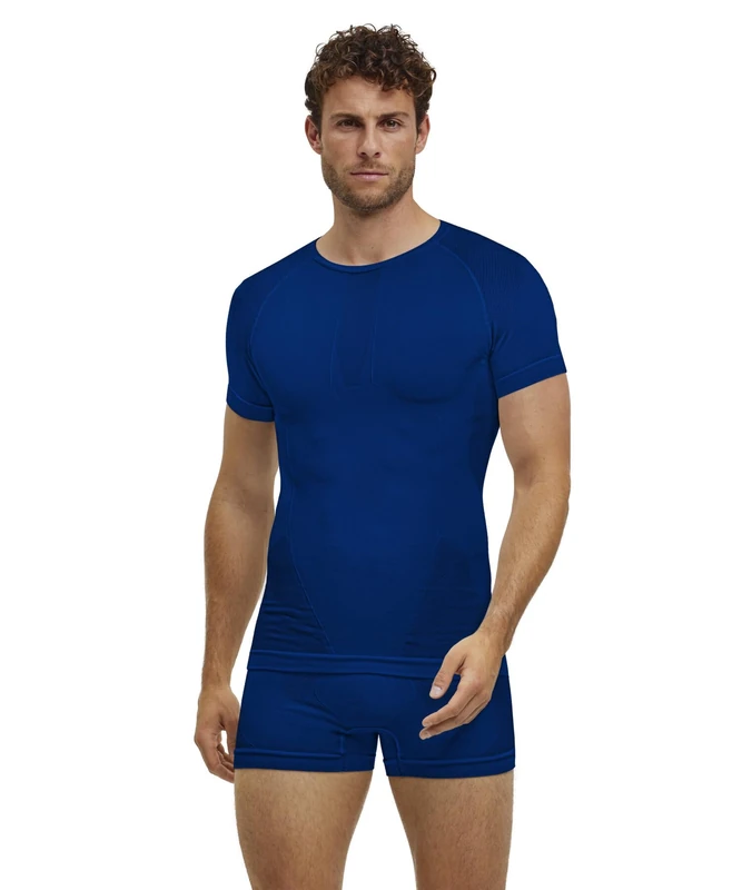 FALKE Men's Warm Round Neck M S/S TS Functional Yarn Quick Dry 1 Piece Base Layer Top, Blue (Yve 6714) - new - eco-Friendly, XXL
