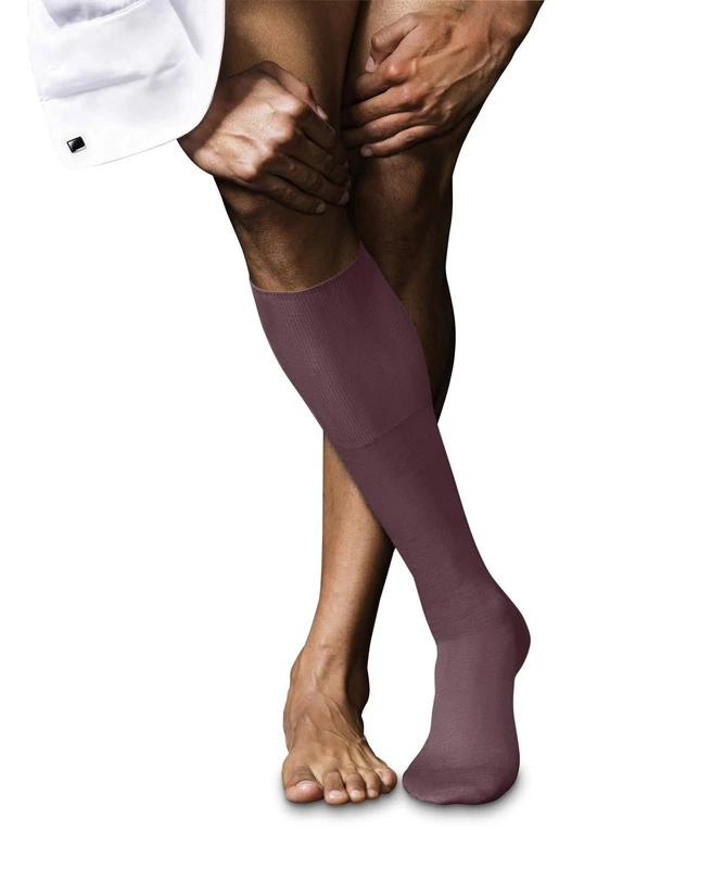FALKE Men's No. 6 M Kh Wool Silk Long Plain 1 Pair Knee-High Socks, Pink Roan Rouge 8936, 7-8