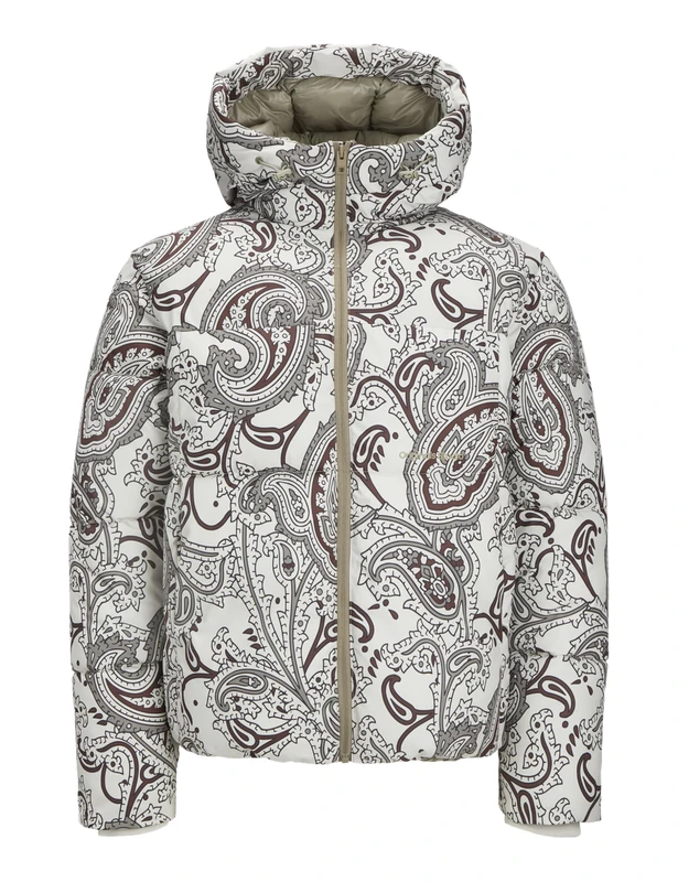 JACK & JONES Men's Puffer Jacket, Silver Birch/Detail:AOP, S