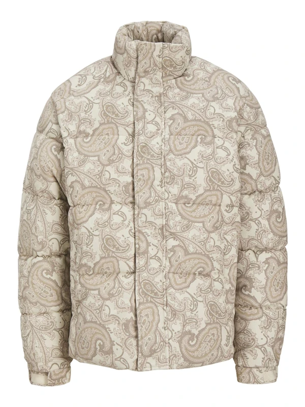 JACK&JONES Men's JORAVONDALE Corduroy Puffer Jacket, Silver Birch/Detail: AOP, M, Silver Birch/Detail: AOP, M - Image 1