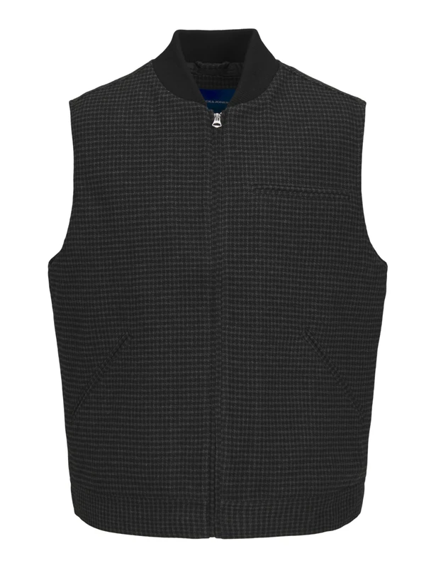 JACK & JONES Men's JOREATON Wool Worker Gilet Vest, Black/Detail: Checks, M, Black/Detail:Checks, M - Image 1
