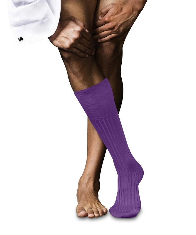 FALKE Men's No. 13 M Kh Cotton Long Plain 1 Pair Knee-High Socks, Purple Pink Iris 8943, 7-8