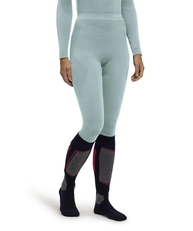 FALKE Women's Warm Long W Ti Functional Yarn Quick Dry 1 Piece Base Layer Bottom, Green Jade 7439, S