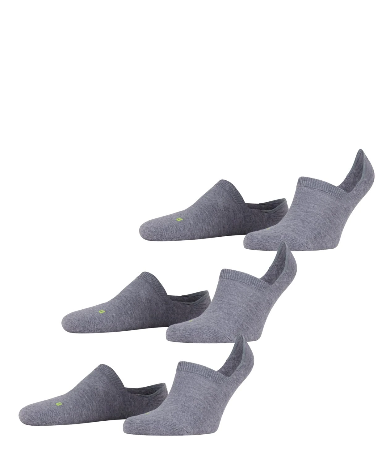 FALKE Unisex Cool Kick Invisible Multipack U In Soft Breathable Quick Drying No-Show Plain 3 Pairs Liner Socks, Grey Light Melange 3775, 4-5
