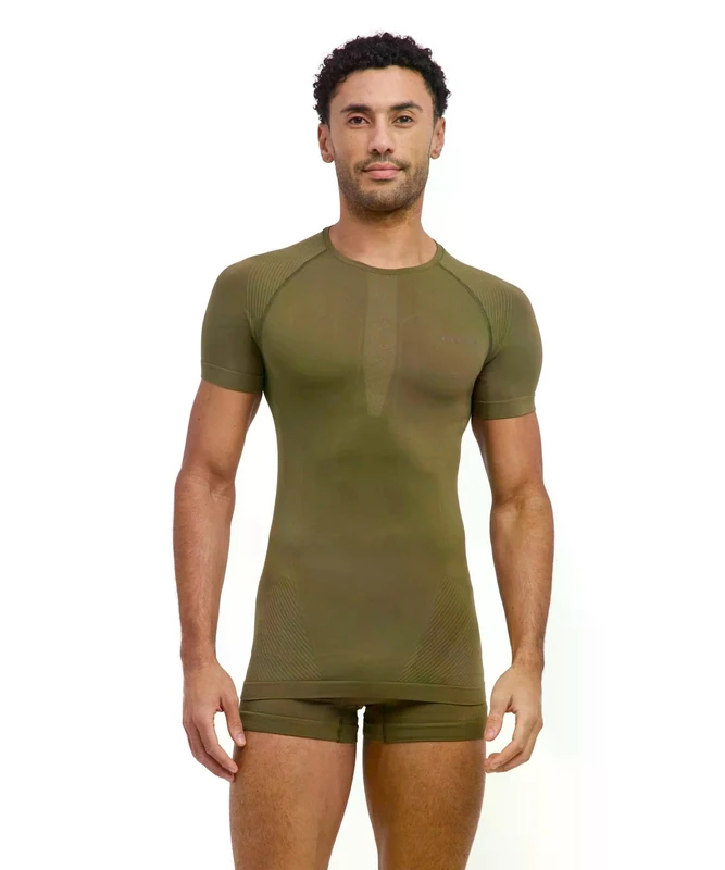 Falke Men's Warm Round Neck M S/s Ts Functional Yarn Quick Dry Base Layer Top 1 Piece, Green Herb 7754, S
