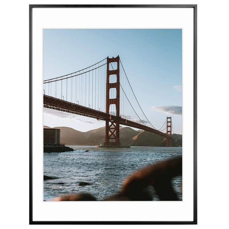 Frametory 1 X Black Metal Photo Frame with Mount Size 18x24 inch (45.5x60cm) 16x20 inch (40.5x50cm) Real Glass Aluminium Photo Frame Collection