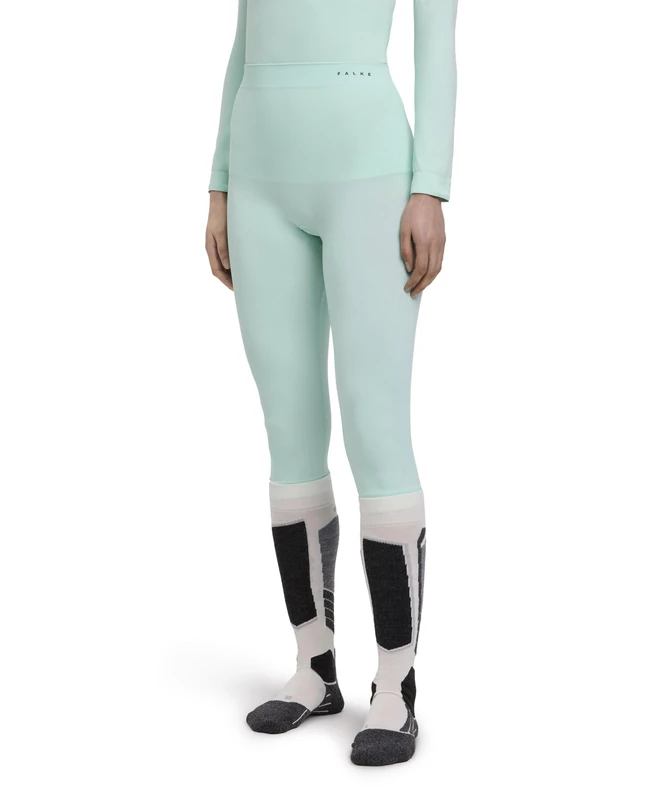 FALKE Women's Warm 3/4 W Ti Functional Yarn Quick Dry 1 Piece Base Layer Bottom, Green Jade 7439, XL