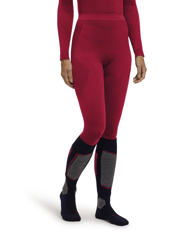 FALKE Women's Warm Long W Ti Functional Yarn Quick Dry 1 Piece Base Layer Bottom, Red 8644, S