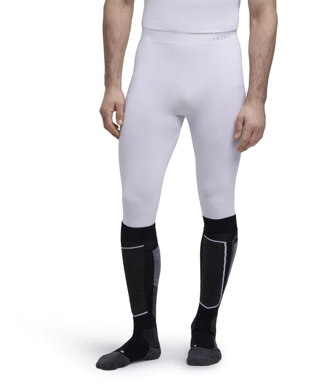 FALKE Men's Warm 3/4 M Ti Functional Yarn Quick Dry 1 Piece Base Layer Bottom, White 2860, XL