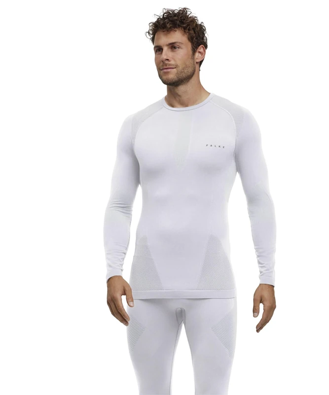 FALKE Men's Warm Round Neck M L/s Sh Functional Yarn Quick Dry 1 Piece Base Layer Top, White 2860, S