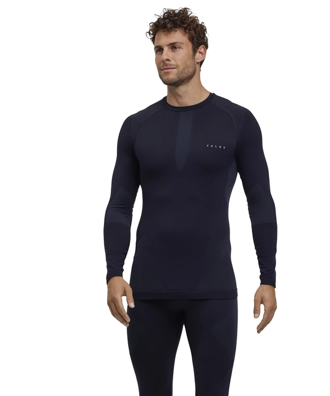 FALKE Men's Warm Round Neck M L/s Sh Functional Yarn Quick Dry 1 Piece Base Layer Top, Black 3000, S