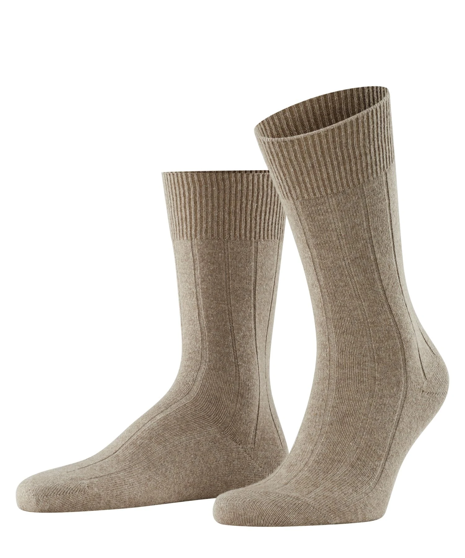 FALKE Men's Lhasa Rib M So Wool Cashmere Plain 1 Pair Socks, Brown Nutmeg Melange 5410, 5.5-8