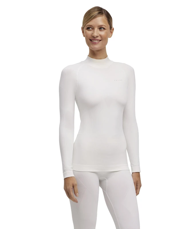 FALKE Women's Warm Turtleneck W L/s Sh Functional Yarn Quick Dry 1 Piece Base Layer Top, White 2860, XL