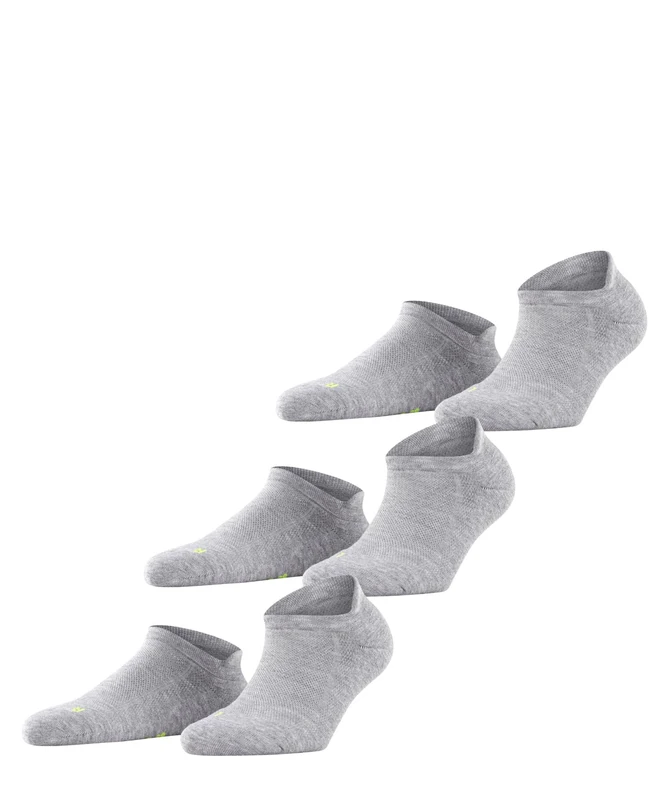 FALKE Unisex Cool Kick Sneaker Multipack U Sn Soft Breathable Quick Drying Low-Cut Plain 3 Pairs Trainer Socks, Grey Light Melange 3775, 5.5-7.5
