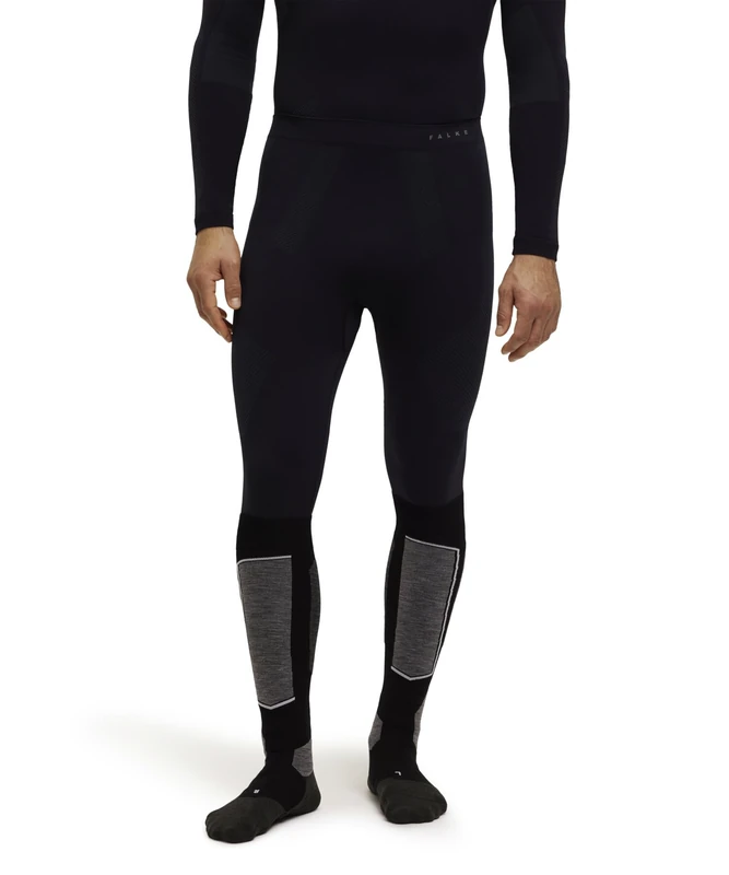 FALKE Men's Warm Long M Ti Functional Yarn Quick Dry 1 Piece Base Layer Bottom, Black 3000, XL