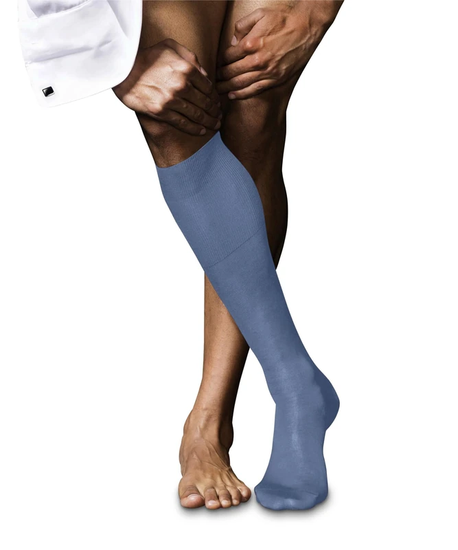 FALKE Men's No. 9 M KH Cotton Long Plain 1 Pair Knee-High Socks, Blue (Airy Blue 6707), 5.5-6.5