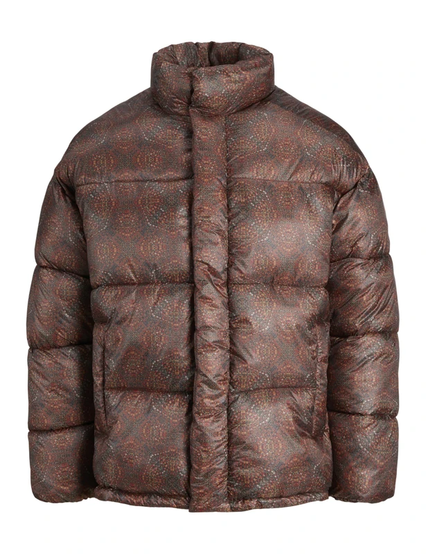 JACK&JONES JORGREENPOINT Men's Puffer Jacket, Black/Detail: AOP, M, Black/Detail:AOP, M - Image 1