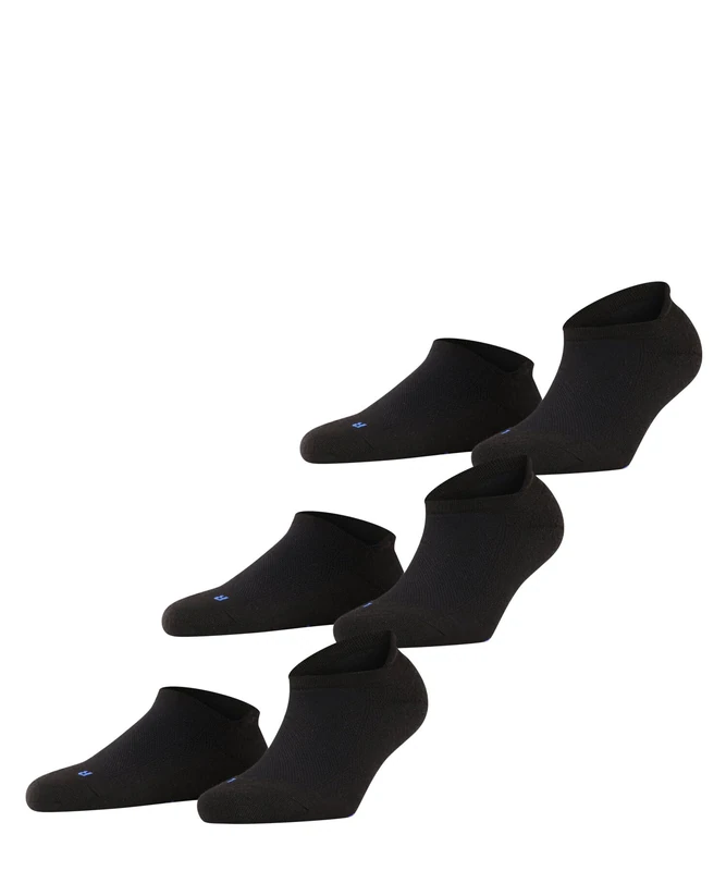 FALKE Unisex Cool Kick Sneaker 3-Pack U SN Soft Breathable Quick Drying Low-Cut Plain 3 Pairs Trainer Socks, Black (Black 3000) new - eco-friendly, 8-9