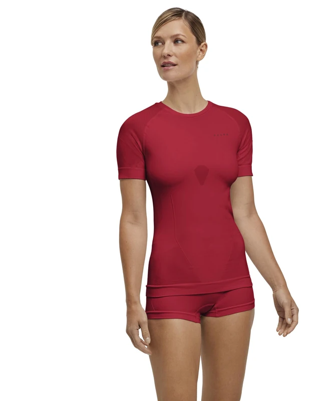 FALKE Women's Warm Round Neck W S/S TS Functional Yarn Quick Dry 1 Piece Base Layer Top, Red (Red 8644) - new - eco-Friendly, XS