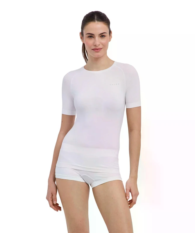 FALKE Women's Warm Round Neck W S/s Ts Functional Yarn Quick Dry 1 Piece Base Layer Top, White 2860, XL - Image 1
