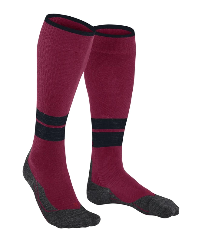 FALKE Women's TK Compression W KH Wool Functional Yarn With Compression 1 Pair Hiking Socks, Red (Red 8644) - Calf circumference W1, 2.5-5